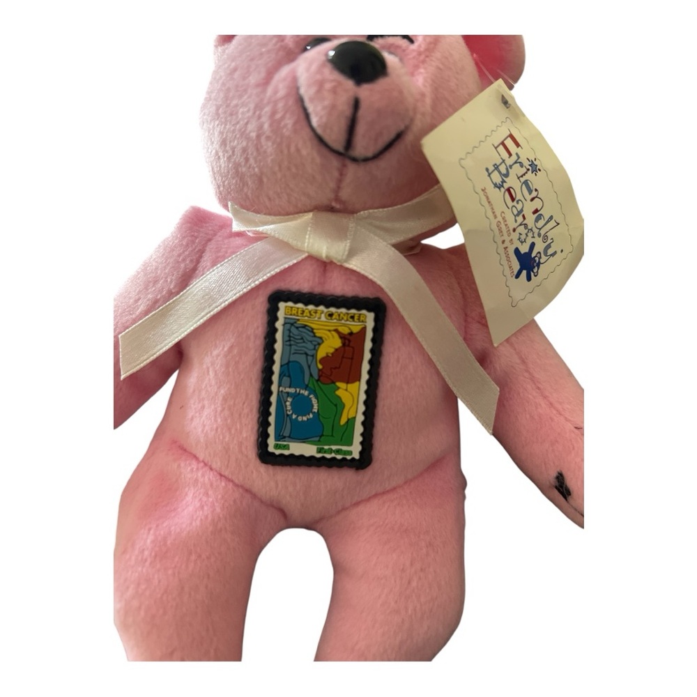 Adorable Pink Teddy Bear with Ribbon and Patch